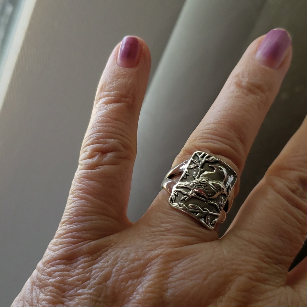 🆕️ 🐦Sterling silver birds relief ring - Picture 6 of 11